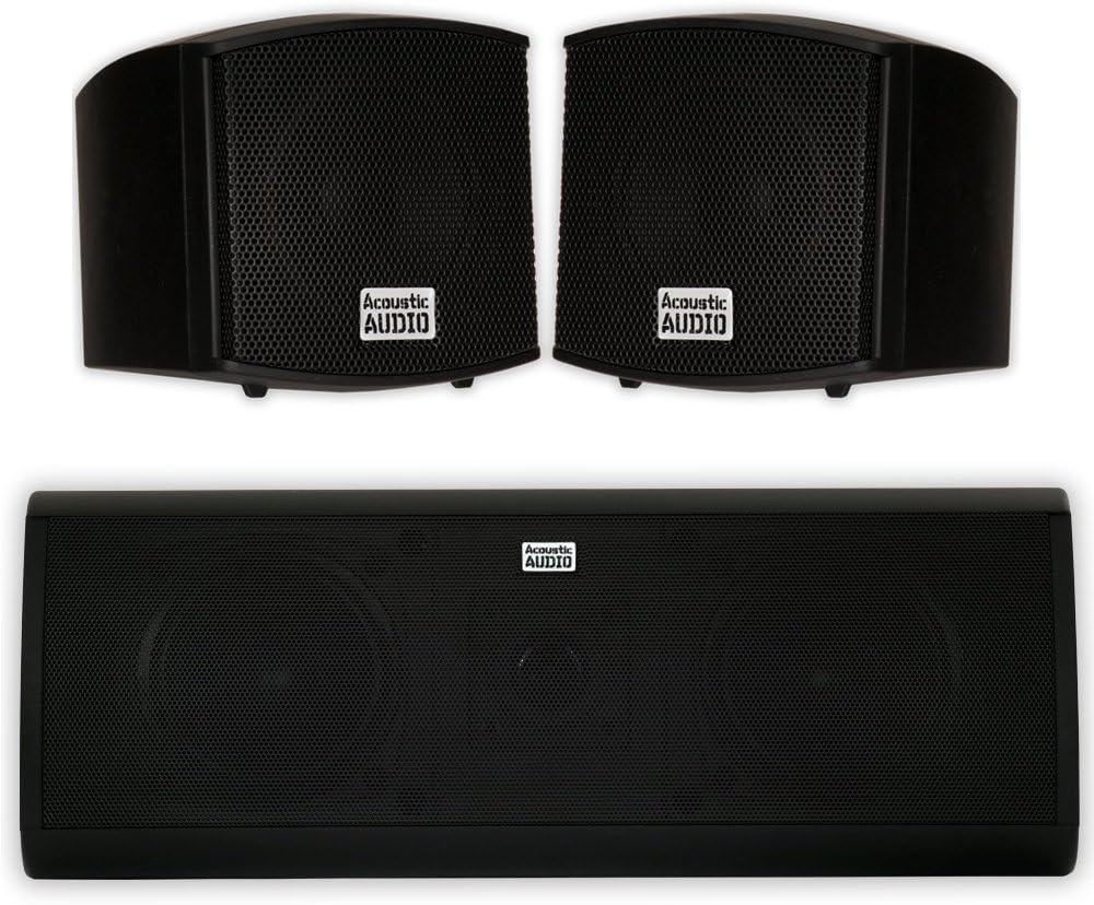 Acoustic Audio AA321B and AA40CB Indoor Speakers Home Theater 3 Speaker Set