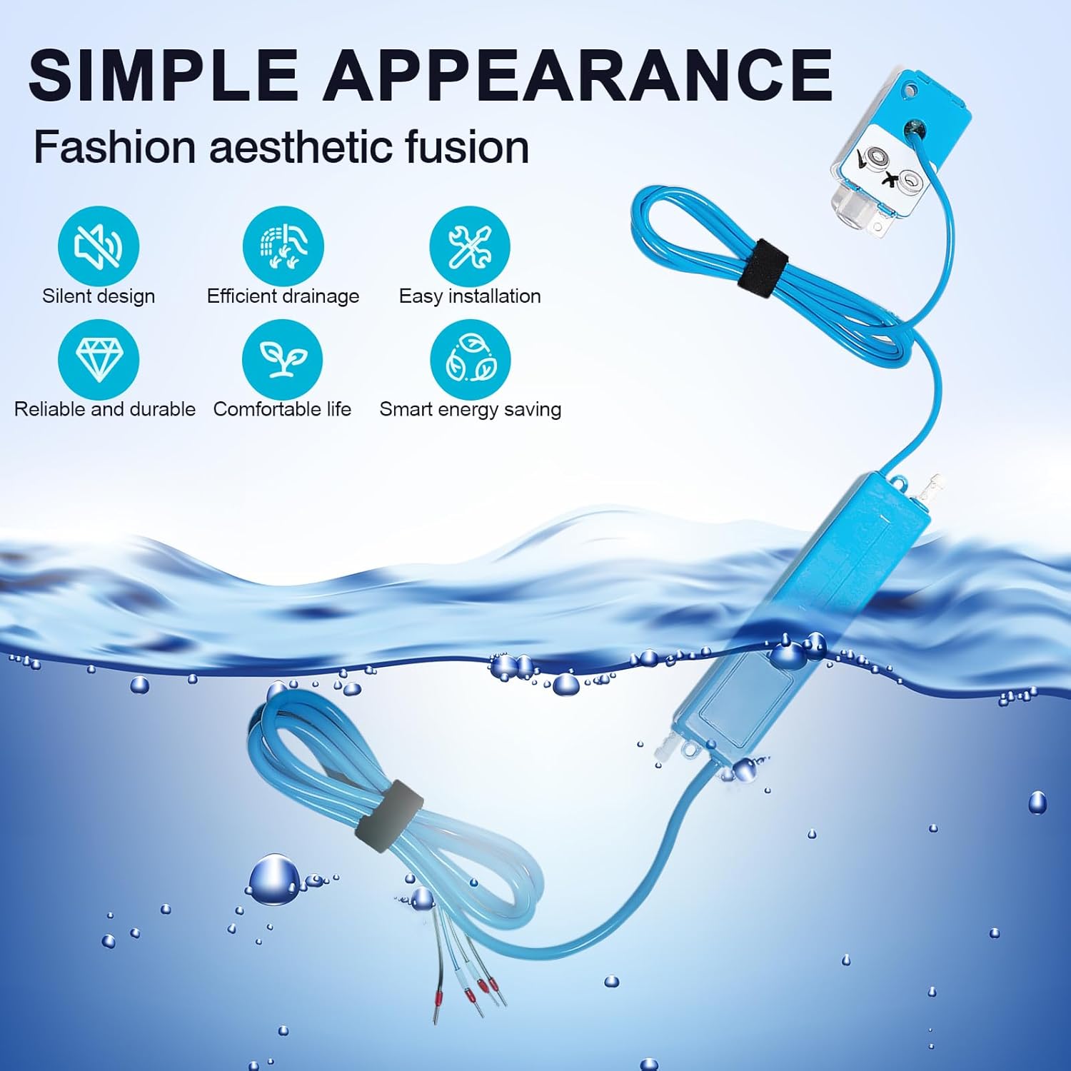 Mini Split Condensate Pump, Small Automatic Silent Condensation Drain Removal Pump for HVAC, Air Conditioning, Dehumidifier, Furnance, 100-240V, 50/60Hz, Self Priming Device