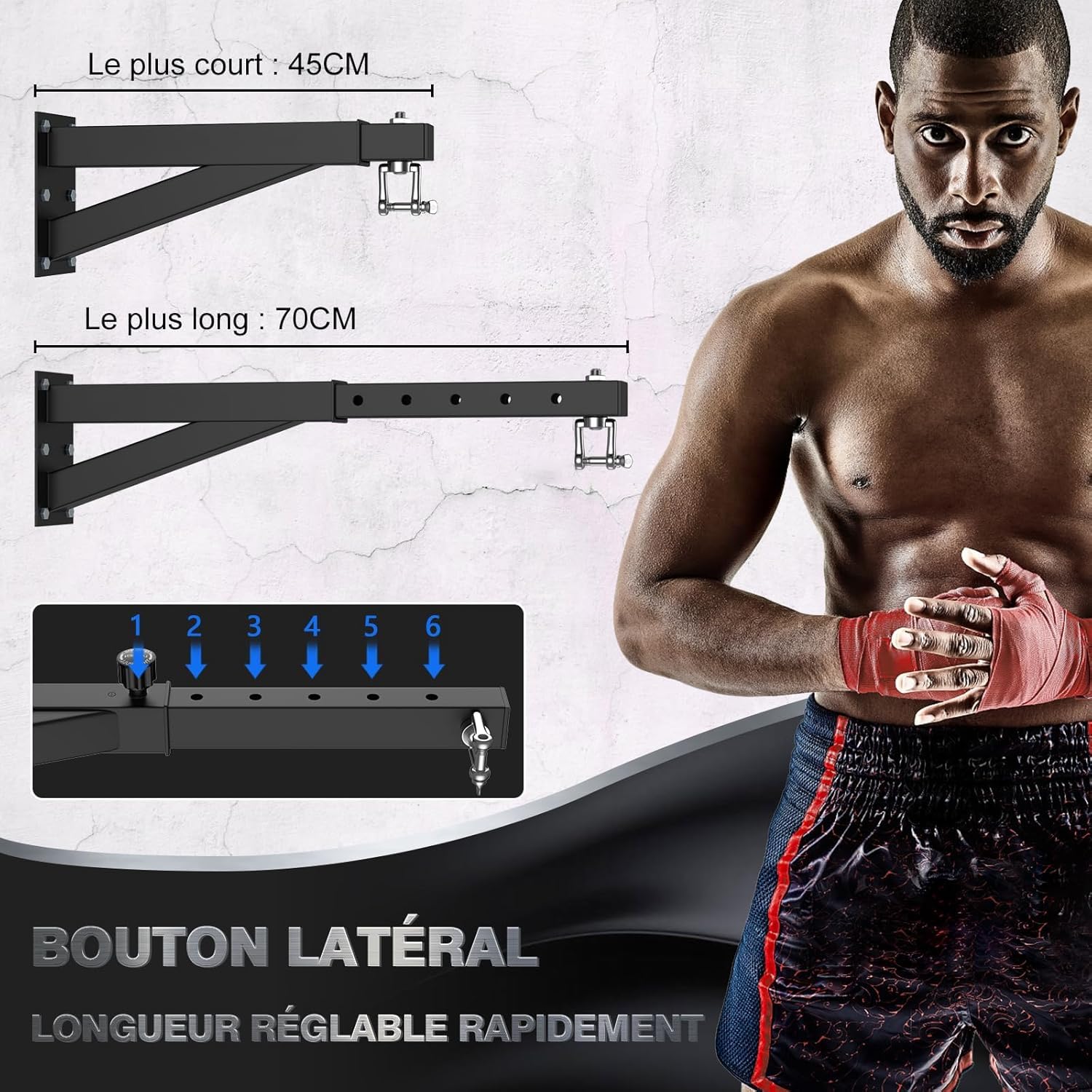 IMAYCC Supporto Professionale per Sacco da Boxe, Supporto Regolabile per Sacco da Boxe, Supporto da Parete per Borsa da Boxe, Supporto per Borsa da Boxe, Supporto per Borsa per Punch, Borsa Muay Thai