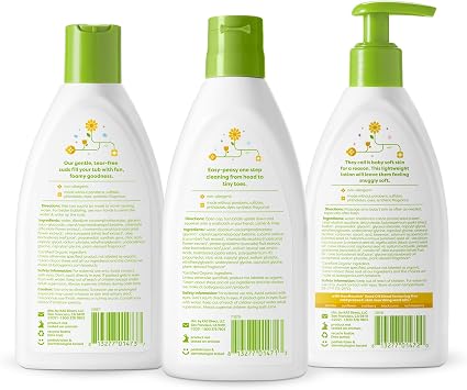 Babyganics Bath Time Giftset, Bubble Bath, Squeeze Foam Shampoo + Body Wash, Moisturizing Daily Lotion in Chamomile Verbena