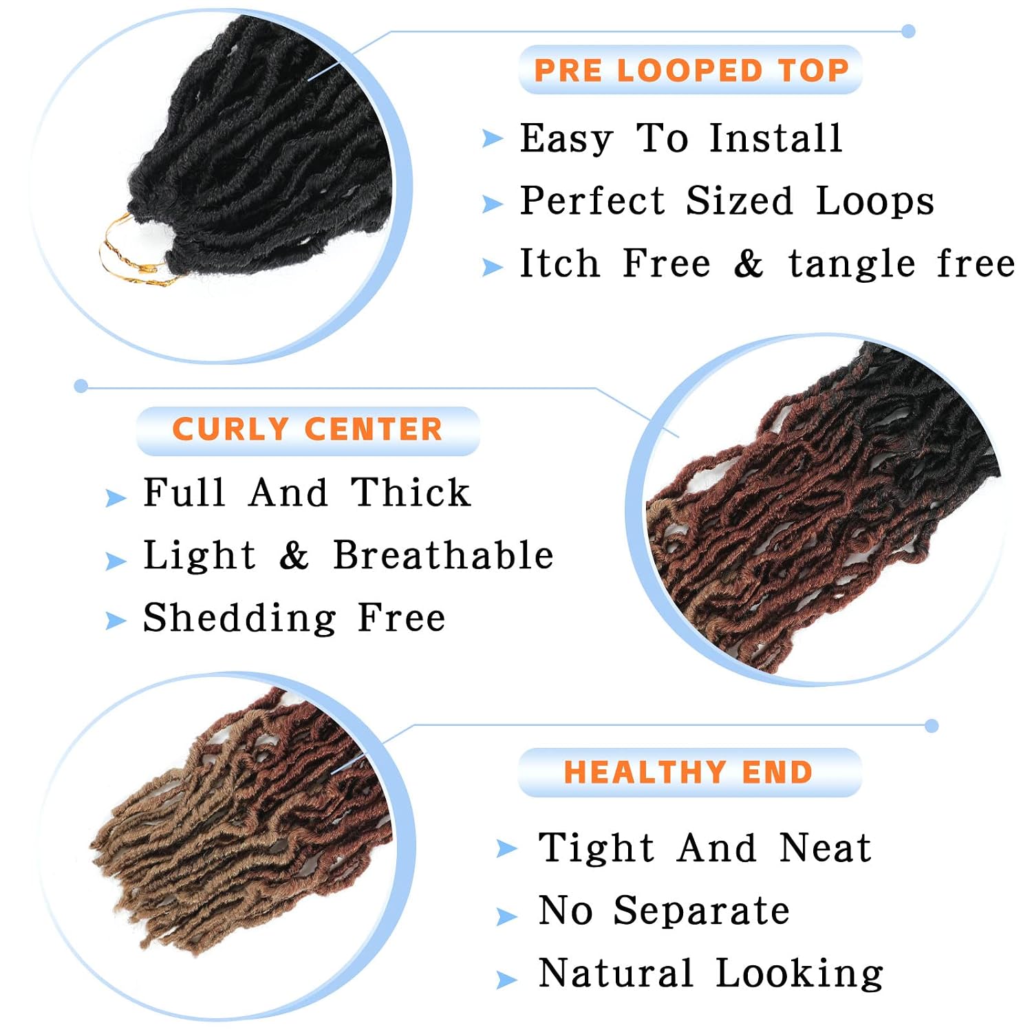 Ombre Faux Locs Crochet Hair Pre Looped 1b3027 Soft Locs 24 Inch 7Packs Soft Locs Crochet Hair for Women Butterfly Loc Hair(24inch,7packs,1B/30/27)