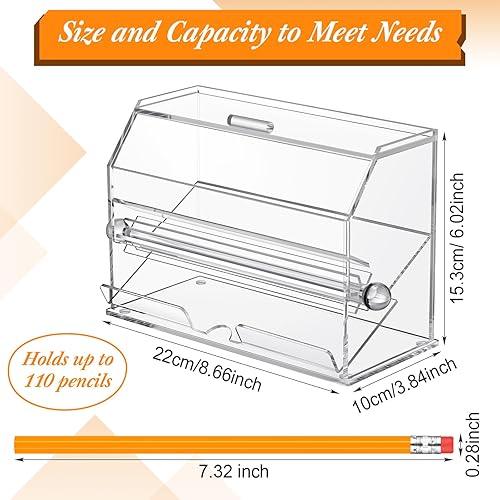Miniatura 2 de Pinkunn 2 dispensadores de lápices a granel para almacenamiento y dispensación de lápices de acrílico transparente, dispensador de pajilla, soporte