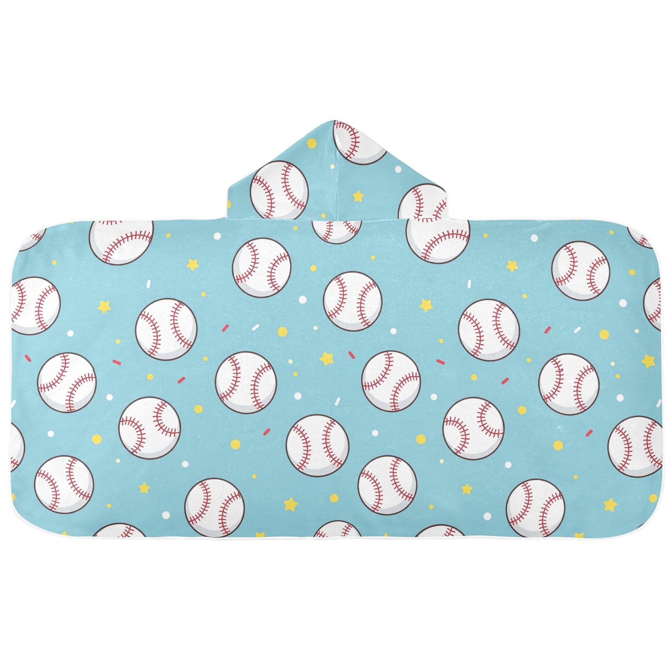 Fuauuyl Baseballs Hooded Baby Bath Towel Soft & Breathable Towel for Newborns Infants Toddlers, Nursery Essential