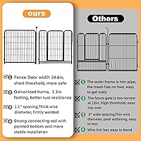 Vista 3 de Cerca de jardín con puerta, 24 pulgadas de alto, 16 paneles, 31.4 pies de largo en total, barrera de hierro resistente adecuada para decoración