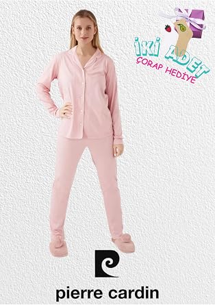 Pierre Cardin Kad n Pamuklu Modal Uzun Kollu Pijama Tak m , G l Kurusu, L