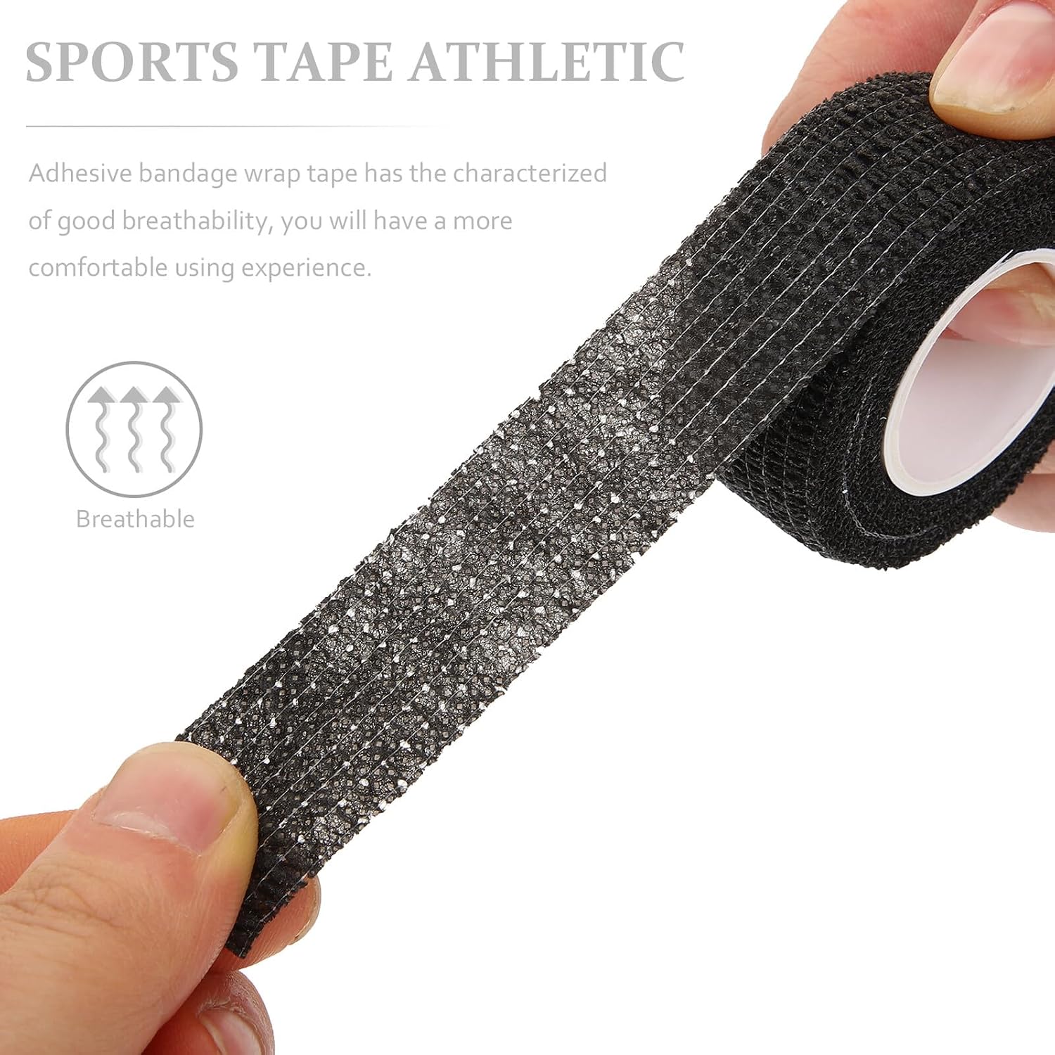 Beavorty Adjustable Black Self Adhesive Elastic Finger Wrap Bandage 4.5m Roll Non-Stick Waterproof Sweat-Resistant Protective Sports Tape for Golf and Injury Care