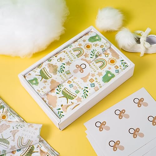 Miniatura 4 de LeZakaa 60 hojas de papel de seda de cumpleaños a granel y 30 calcomanías  Pastel con diseño "Happy Birthday" para envoltura de regalo, flores,