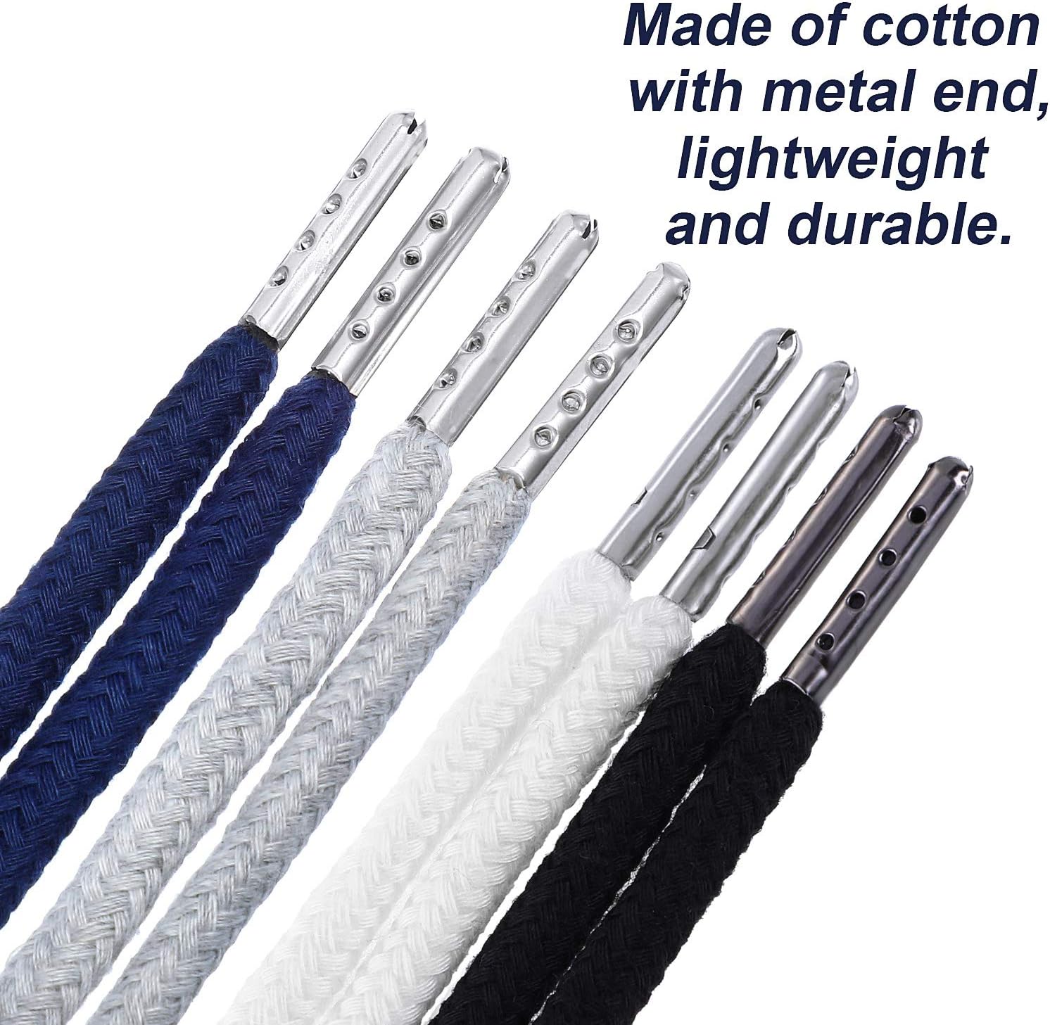 Drawstring Cords Replacement Drawstrings with Easy Threader for Sweatpants Shorts Pants Jackets Coats (Black, White, Grey, Navy Blue)