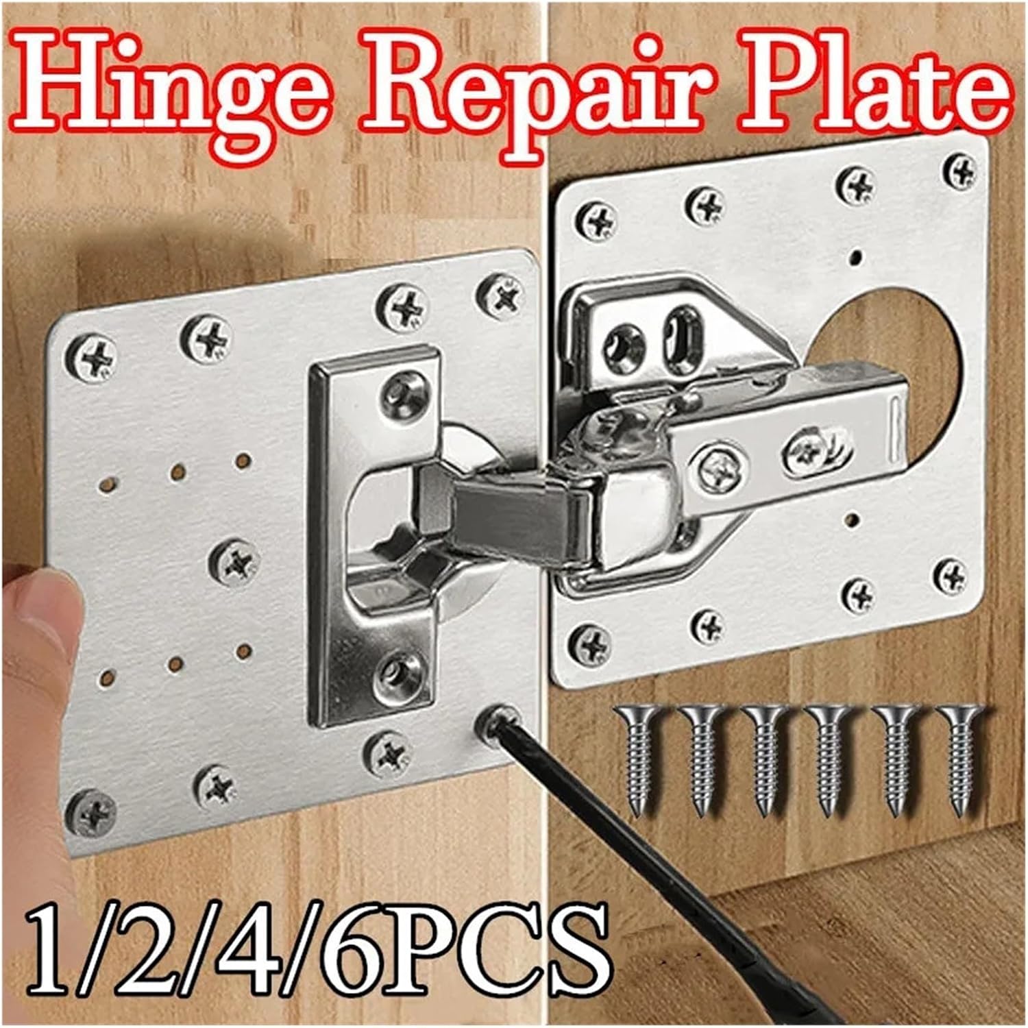 VNE 1/4/6PCS Kitchen Cupboard Door Hinge Repair Kit Cabinet Repair Side Panels Mount Kitchen Door Hinge Repair Plates Home Hardware (Color : 4PCS)