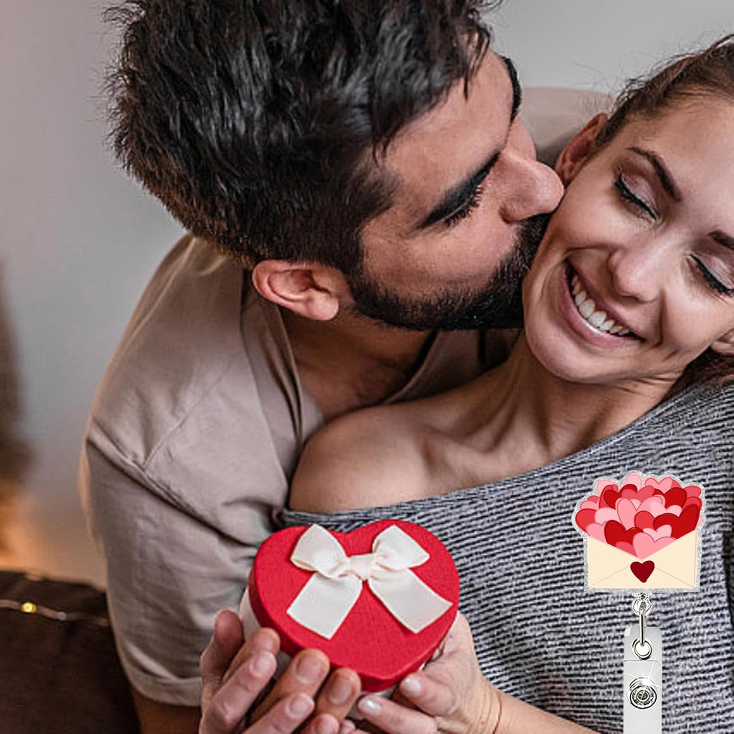 Heart Badge Reel, Cute Valentines Retractable ID Badge Holder with Alligator Clip Glitters Love Envelope Acrylic Name Tag Badge Accessories for Nurse Doctor Medical Office Worker Student Teacher - Image 7