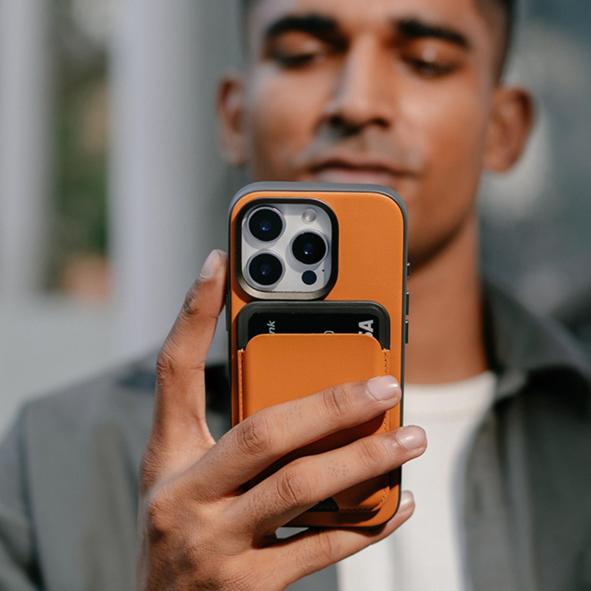 iPhone 15 Plus Leatherite MagSafe Case - Tan-Grey -6 iPhone 15 Plus Leatherite MagSafe Case - Tan-Grey -6