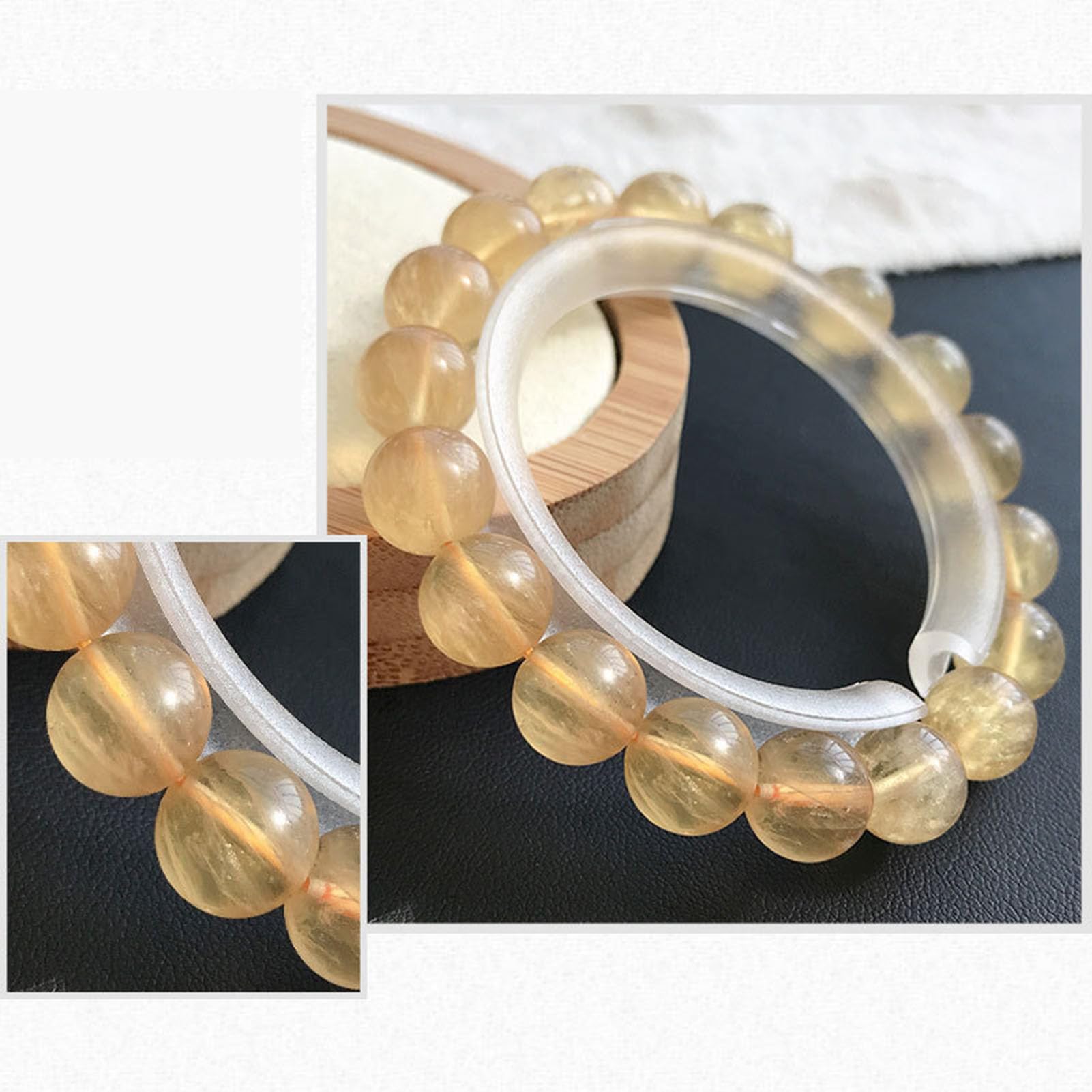 Pulseras De Cuentas para Mujeres,Pulsera De Piedras Preciosas De Cristal Curativo Natural,Pulsera para Aliviar El Estrés Y La Ansiedad Joyería Amarilla Hecha A Mano Regalos