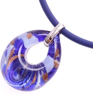 Mur Ano Cristal Colgante "Drop Piccino Artis tico Murano de color azul de plata
