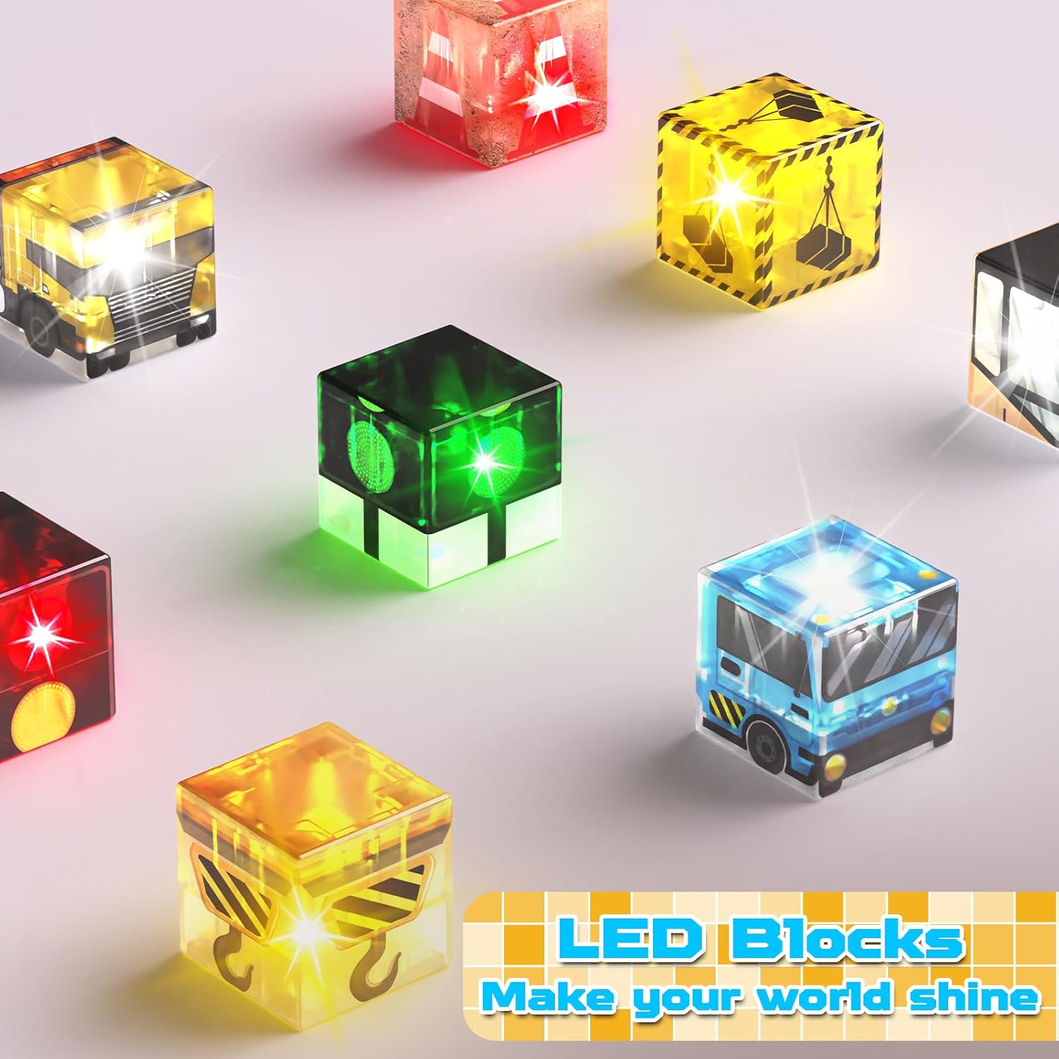200PCS Light Up Magnetic Blocks - Magnet Building Blocks, Stacking Magent Cubes Construction Theme, STEM Montessori Sensory Educational Easter Birthday Gifts Toys for Kids Boys Girls Ages 3-12