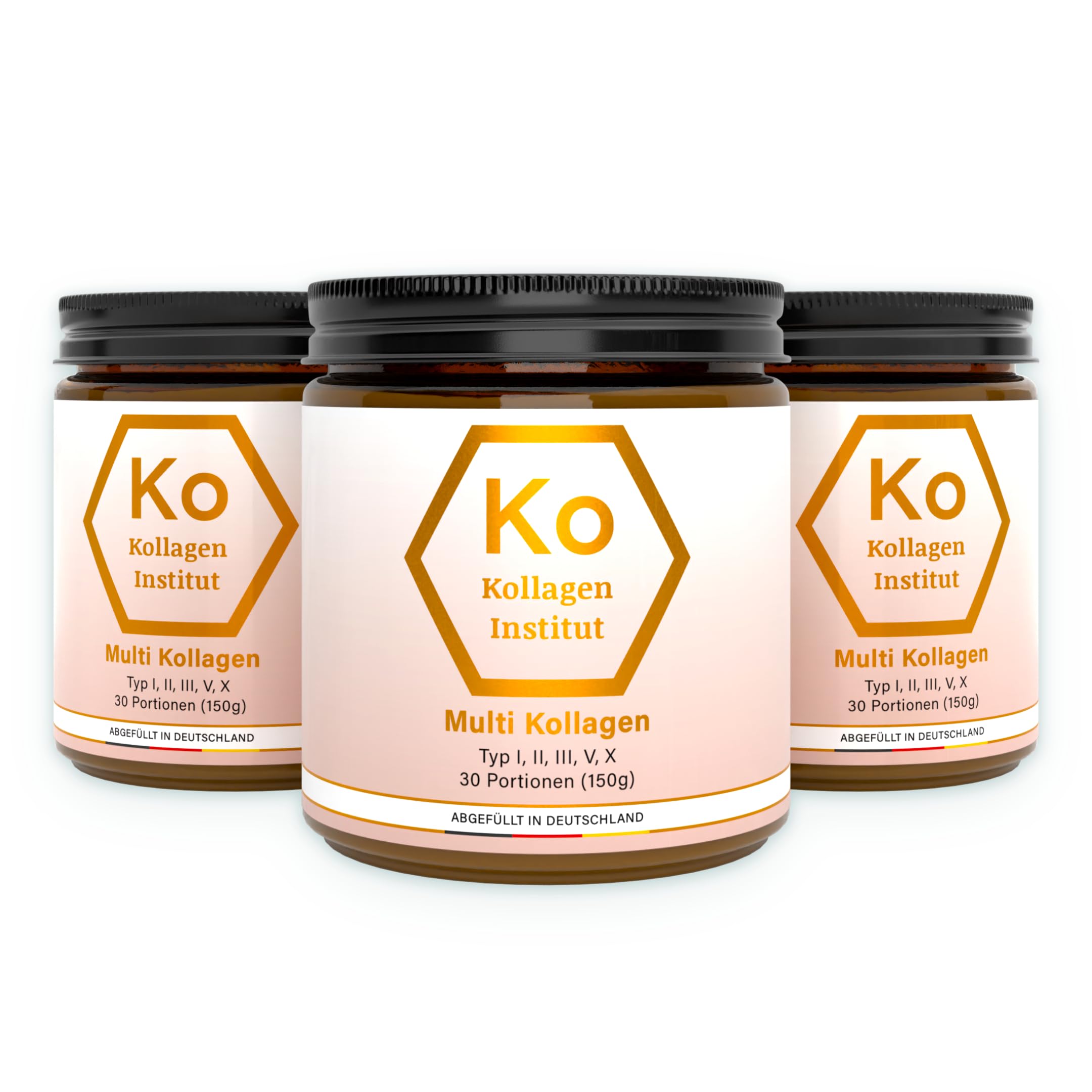 Kollagen Institut Multi Kollagen Pulver 450 g (3 Monate) - Premium hochdosiertes bioaktives Kollagenhydrolysat Typ 1 2 3 5 10 für Beauty Haut Haare Gelenke Knochen Nägel Inner Glow