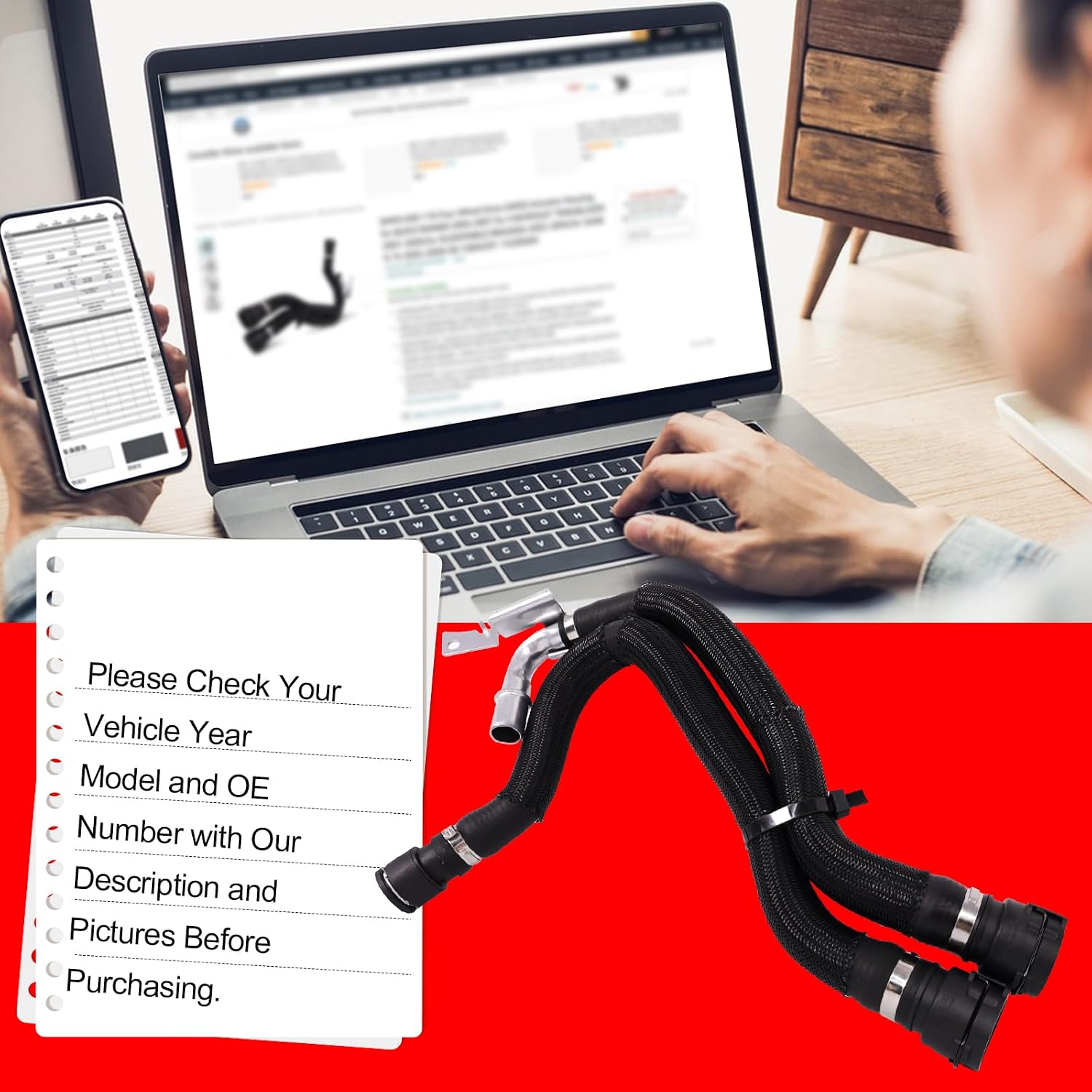 SMMS 68197197AB HVAC Engine Heater Hose Assembly Fit for Dodge Dart 2.0L 2.4L 2013 2014 2015 2016 Replace OE 55111480AD