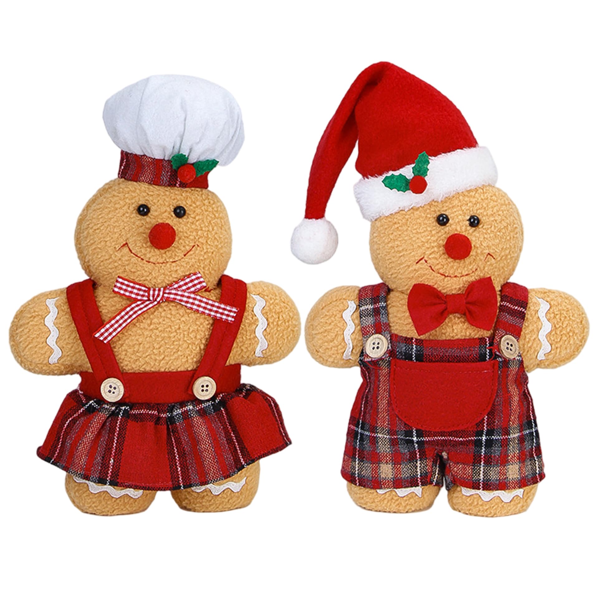 Animales de peluche navideños Jorzer: 2 decoraciones de pan de jengibre