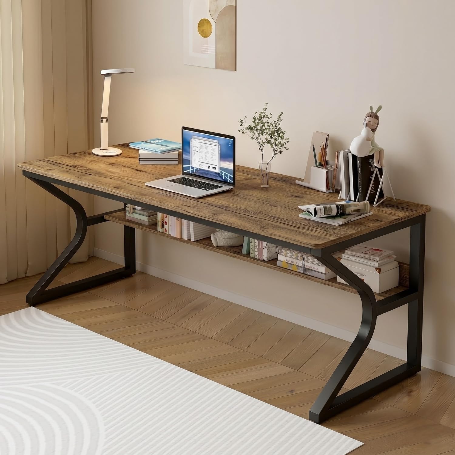 TEKAVO Kynes Computer Table for Home Pc | Office Table for Home with Lower Shelf, Laptop Table, Work Table, Study Table, Modern Workstation | Forest Wood, Metal, (150 Cm x 60 Cm x 75 Cm) - DIY-image-40