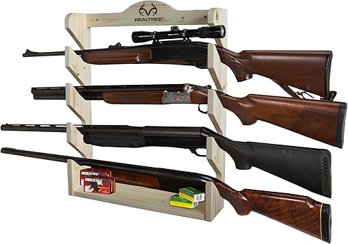 Rush Creek Creations Real tree - Estante de pared para 4 pistolas con herrajes ocultos, hecho a mano, duradero