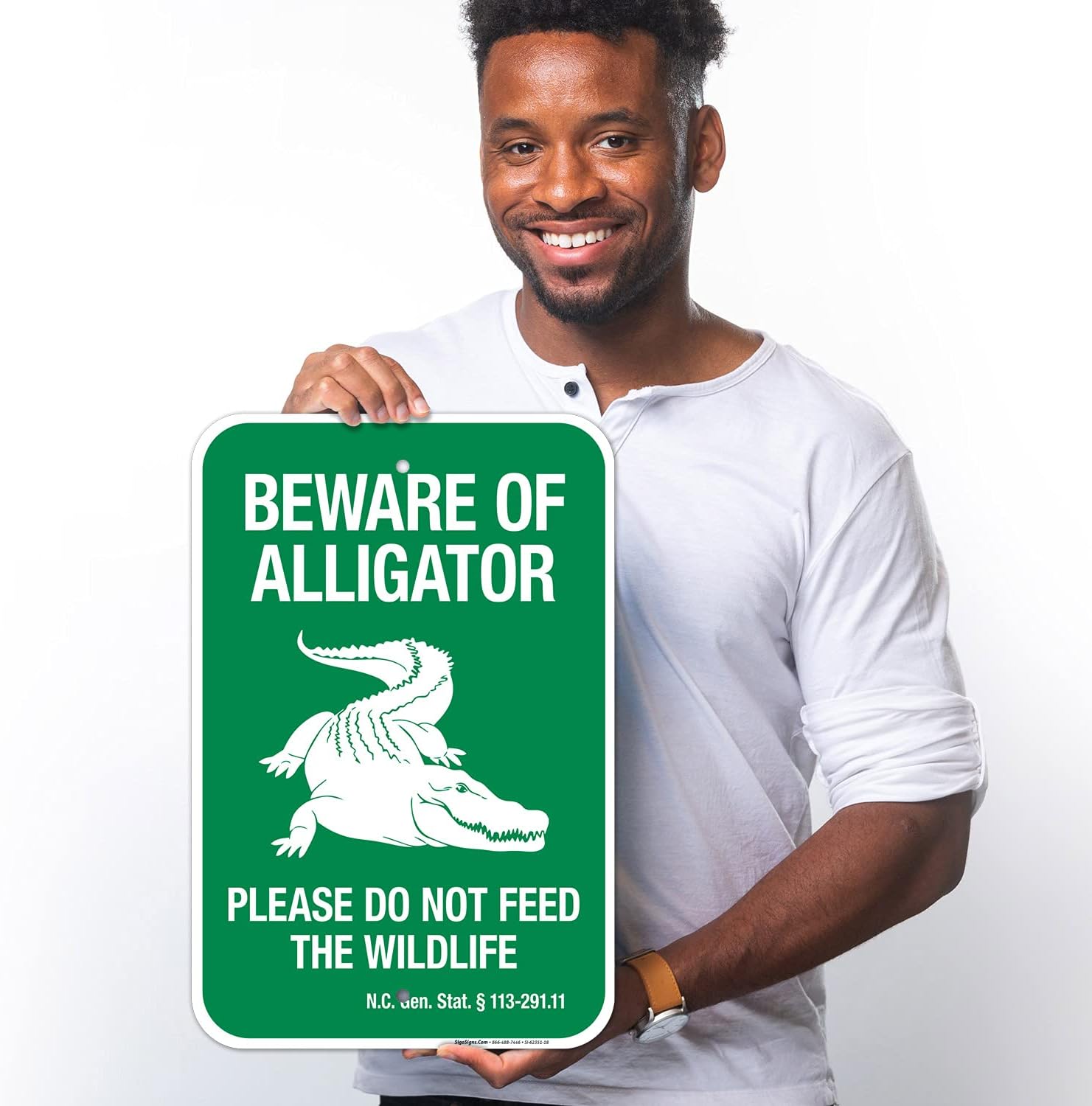 Beware of Alligator Please Do Not Feed The Wildlife Sign, (SI-62351) 12x18 Inches, Rust Free .063 Aluminum, Fade Resistant, Made in USA