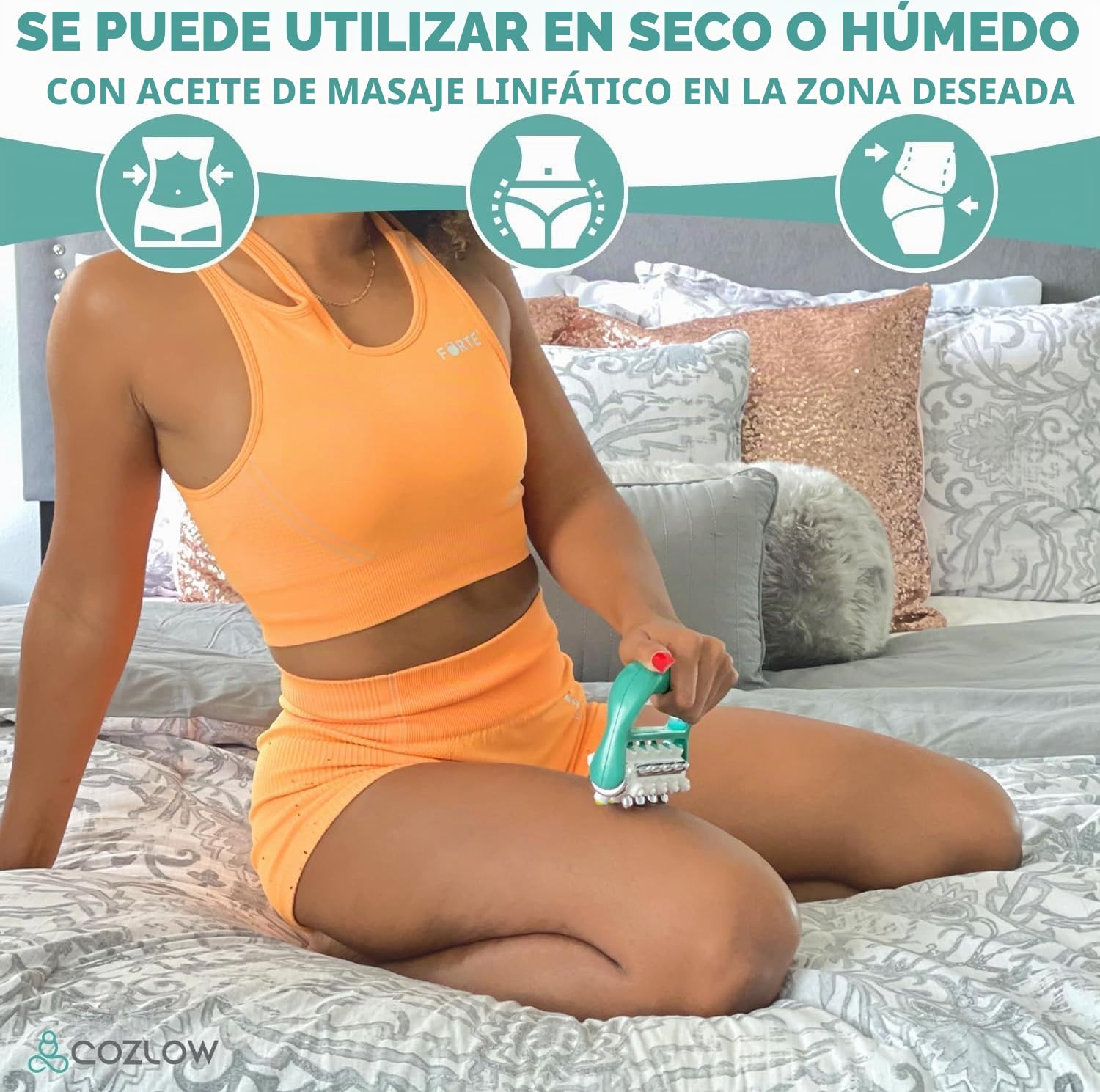 Masajeador MyoRelease de drenaje linfático + herramienta masaje para tejido cicatricial para abdomen, muslos, espalda y glúteos – Ayuda a reducir la apariencia de la celulitis – Verde – de Cozlow