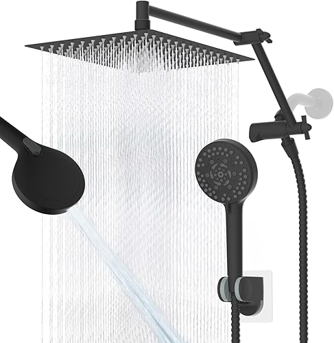 Miniatura 20 de iFealClear Cabezal de ducha filtrado de lluvia de metal, cabezal de ducha de lluvia de alta presión de 10 pulgadas con rociador de mano, lavado