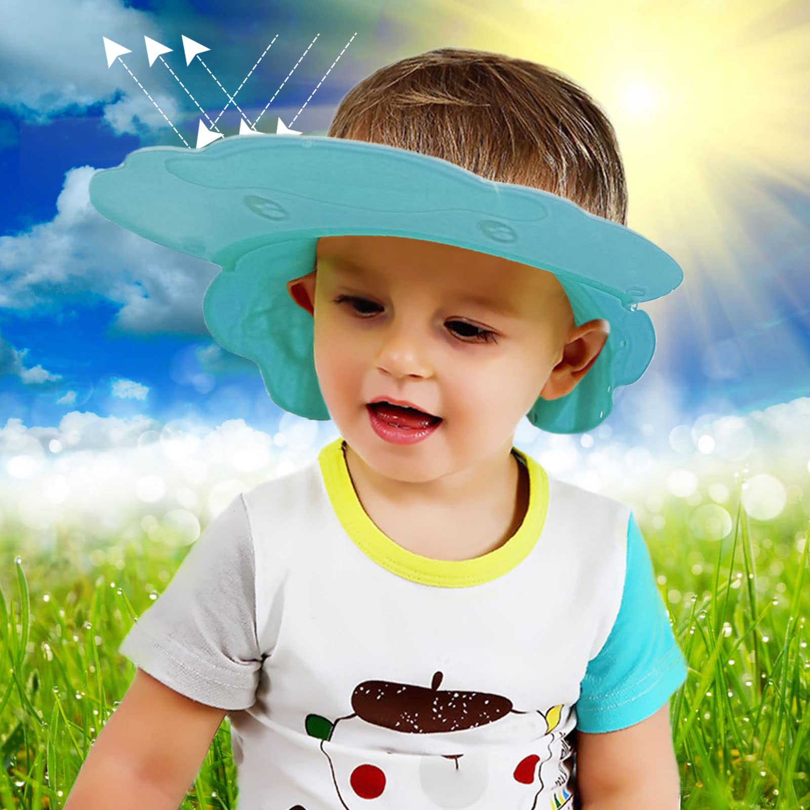 VIKSAUN Bonnet de douche pour enfants, Bonnet de Douche Bébé, Shampoing Chapeau Protégez, Visière Bain Bébé, Protégez les Yeux et Oreilles des Enfants, Réglable Visière Bonnets de Bain