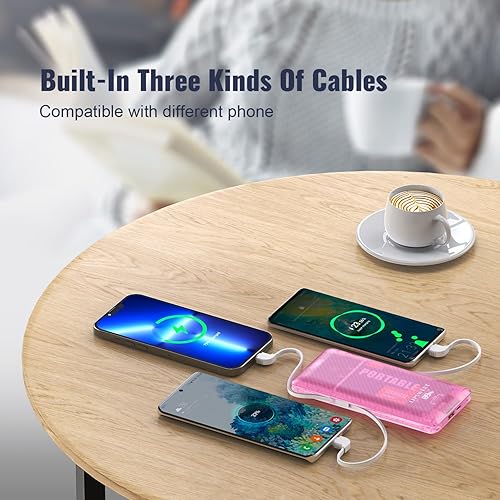 Miniatura 4 de LIPSWEET Banco de energía portátil, cargador portátil ultra delgado de 10000 mAh, 20 W USB C de carga rápida batería externa con enchufe de CA