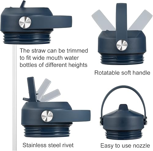 Miniatura 9 de Tapa de popote para Yeti Rambler de 18, 26, 36, 64 onzas, tapa con pajitas y mango flexible, tapa de repuesto para botella de agua Yeti de 18 onzas,