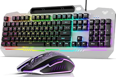 AULA Gaming Keyboard and Mouse, 104 Keys RGB Backlit Compute - best steelseries keyboards