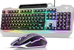 AULA Keyboard, T102 104 Keys Gaming Keyboard and Mouse Combo with RGB Backlit Number Pad, All-Metal Panel Waterproof Light Up PC Keyboard,USB Wired Computer Keyboards Gaming for Win XP/7/8/10 PC Gamer