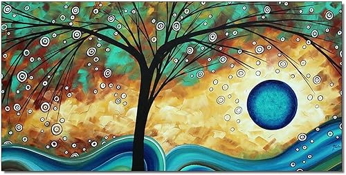 Pintura Al Óleo De Olas De Atardecer En Árbol Abstracto Póster E Impresiones En Lienzo Imagen Artística De Pared Escandinava Para Decoración De Sala