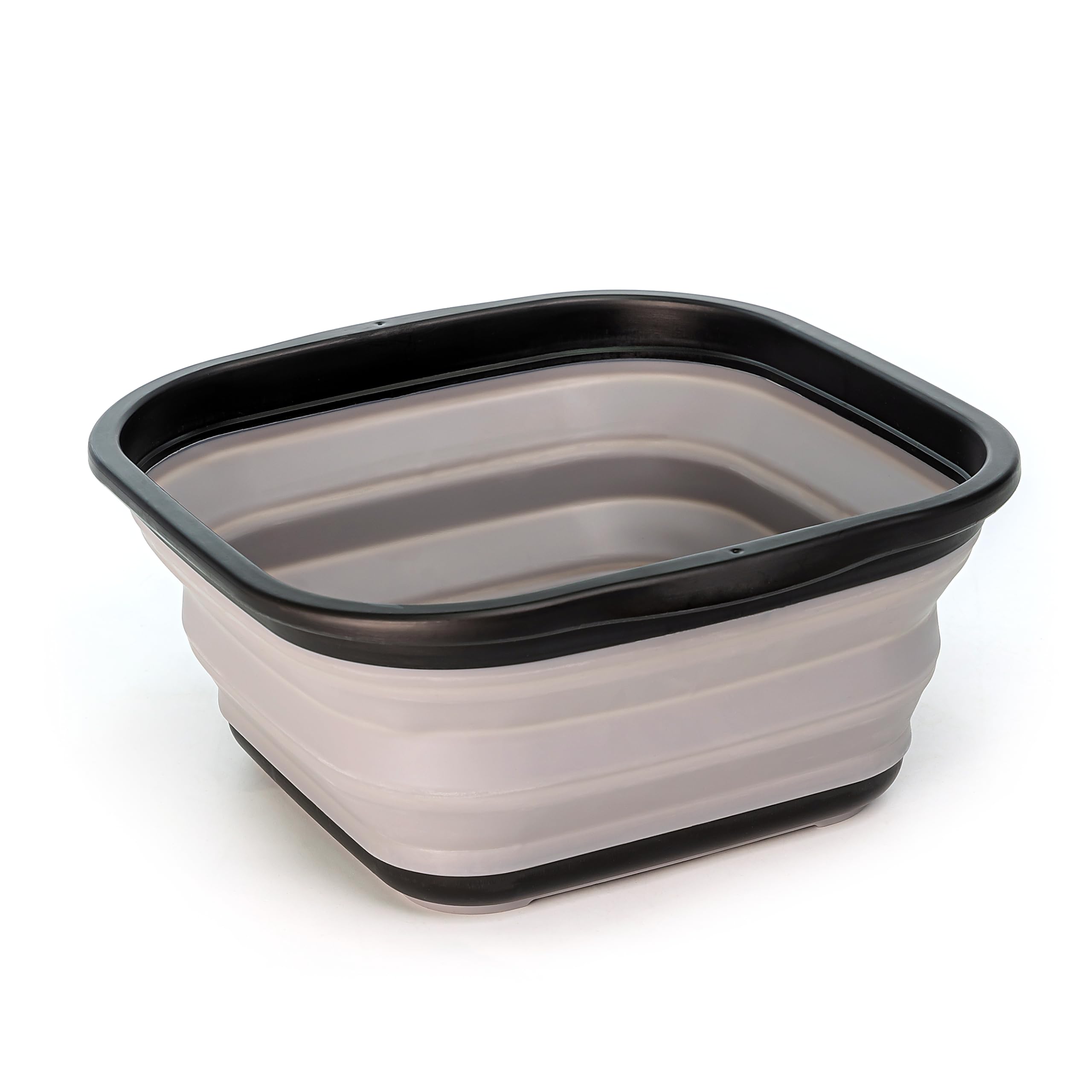 SAMMART 5.5L Collapsible Tub - Foldable Dish Tub - Portable Washing Basin - Space Saving Plastic Washtub (Black/Alloy Grey)