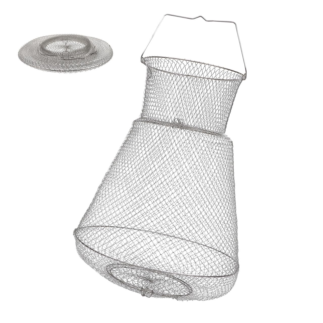 Toyvian Bourriche de Pêche en Acier Inoxydable 304, Filet Robuste à Forte Capacité de Charge, Pêche en Mer Bateau