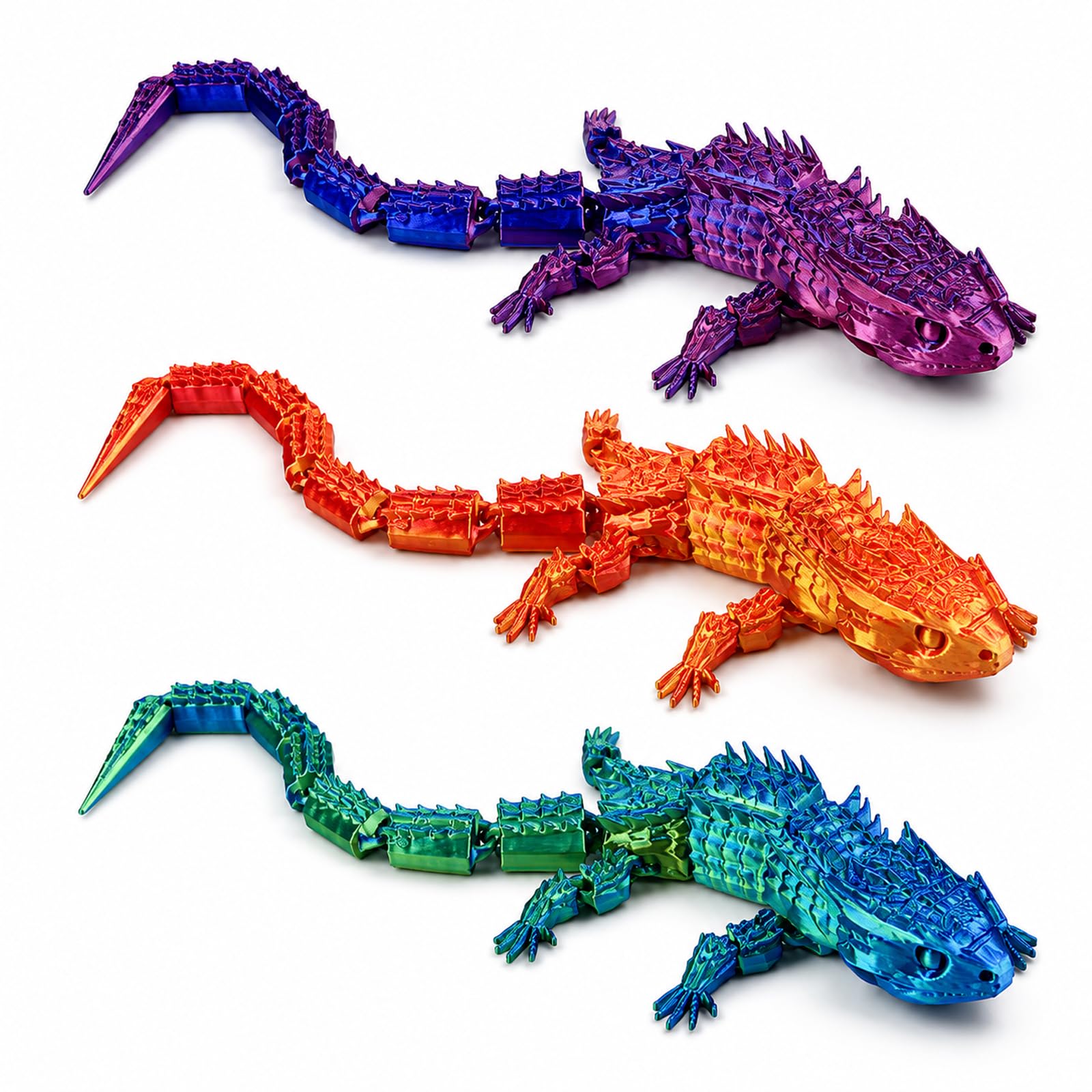 3PCS 3D Printed Animals, 3d Printed Lizard, Companion for Focus and Play