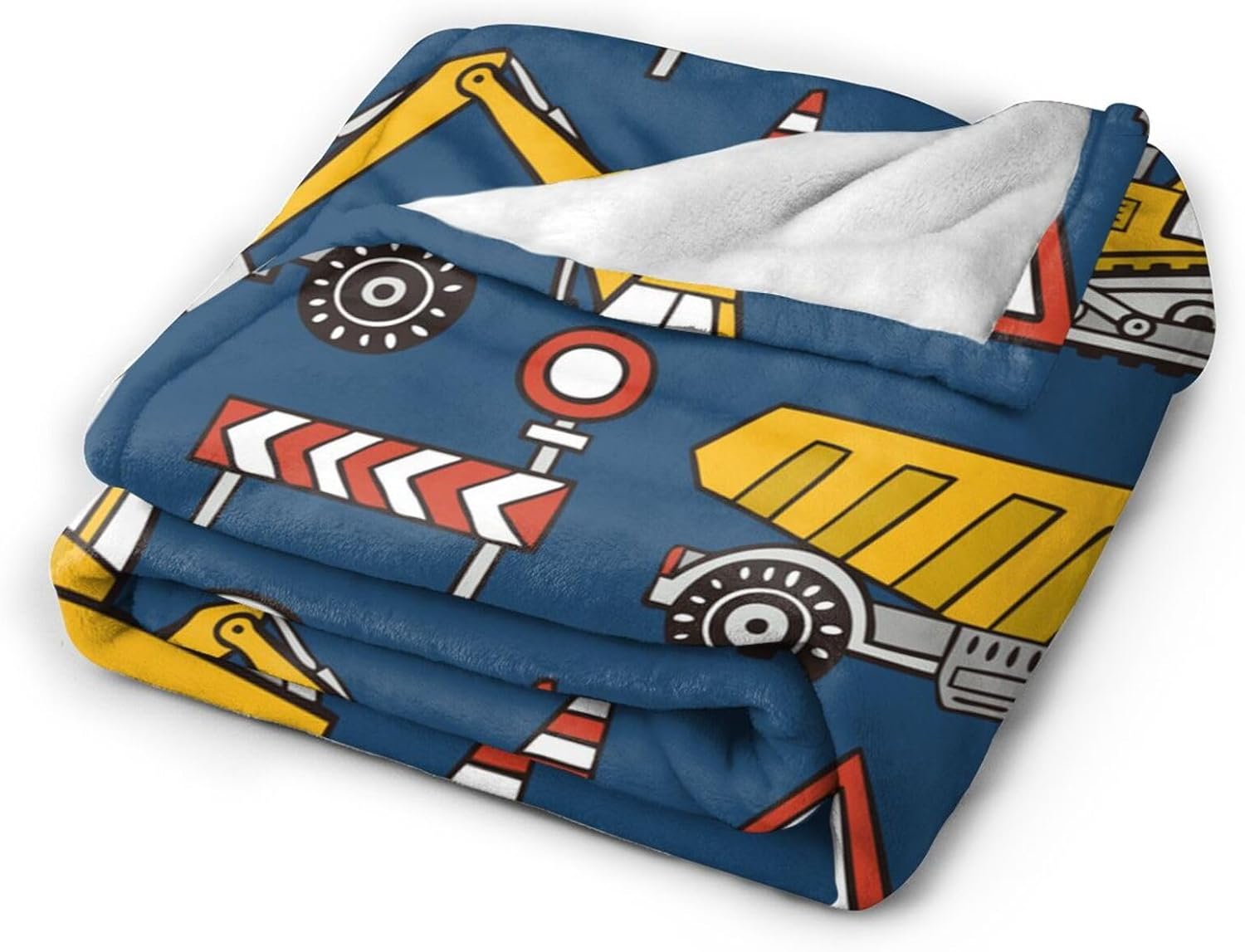 Construction Car Dark Blue Flannel Throw Blanket for Kids Boys Baby Toddler Teens Gifts Soft Warm Bedroom Throws for Home Couch Room Sofa Office Travel Camping Dorm Decor 50x40 Inch image 2