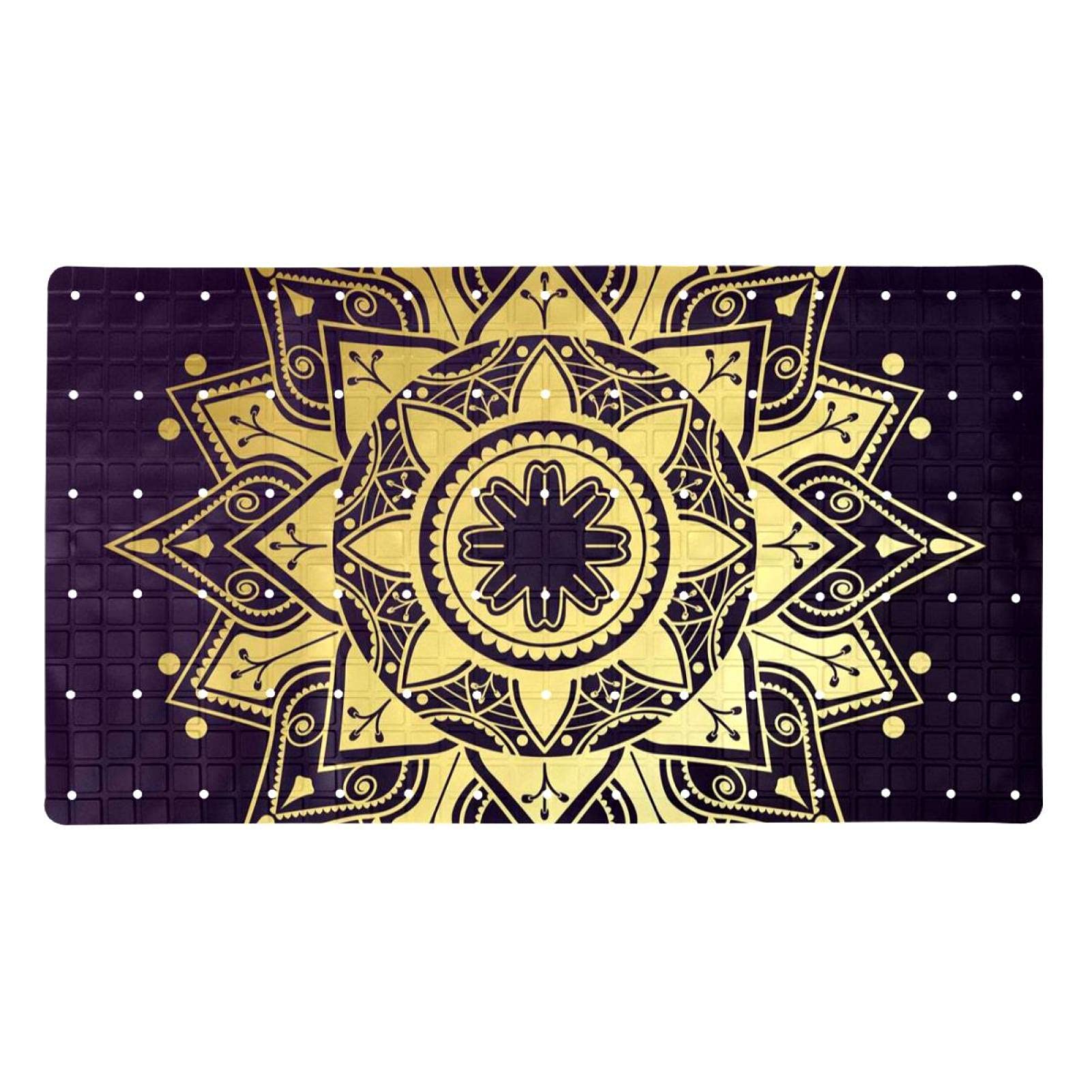 Tapis de bain antidérapant PVC mandala doré pour bébé et senior