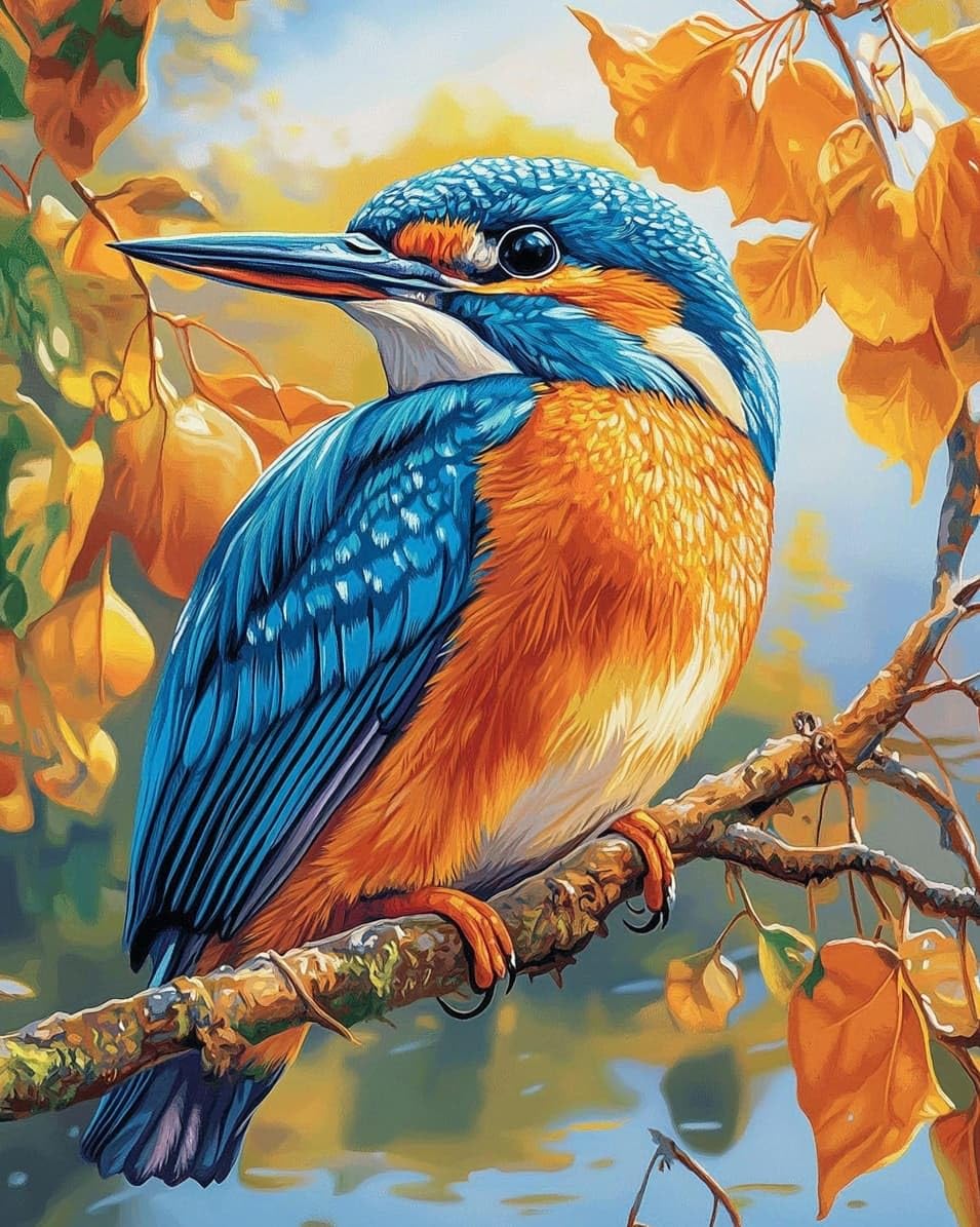 WallustrioaW Cross Stitch Embroidery Kits for Adults,Kingfisher,Embroidery Starter Kits 11CT Stamped Cross Stitch DIY Crafts Gift,16x20in
