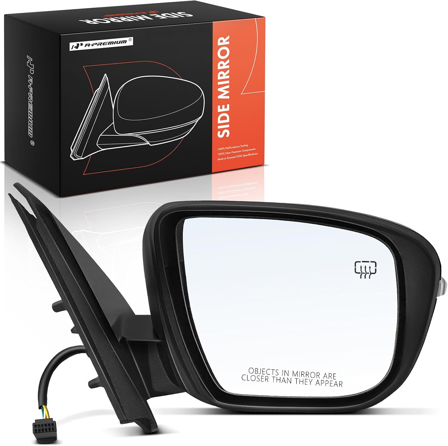 A-Premium Passenger Side Power Door Mirror - Compatible with Nissan Pathfinder 2018 2019 2020 - Heated, Manual Folding, Black - with Turn Signal, without Camera - Replace# 963733JA0E