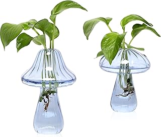Mushroom Glass Vase Propagation Stations Flower Vases Home Decor Mushroom Planter Cute Vases Garden Decoration Set of 2