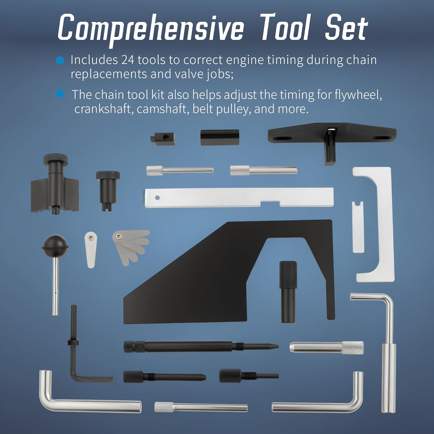 24PCS Engine Camshaft Alignment Timing Tool Kit, Compatible with Ford Mazda 1.4 1.6 1.7 1.8 2.0 2.3 L, Camshaft Holding Crankshaft Alignment Tool