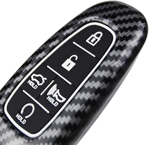 Miniatura 3 de Carcasa con diseño de carbono + funda de silicona para llavero con llavero para Hyundai Tucson Santa Palisade Sonata Santa Ioniq 5 Nexo