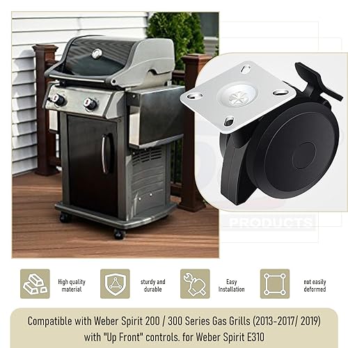 Miniatura 4 de 69828 Rueda de bloqueo compatible con parrillas de gas Weber Spirit serie 200300 (2013-20172019) con controles delanteros superiores para parrillas