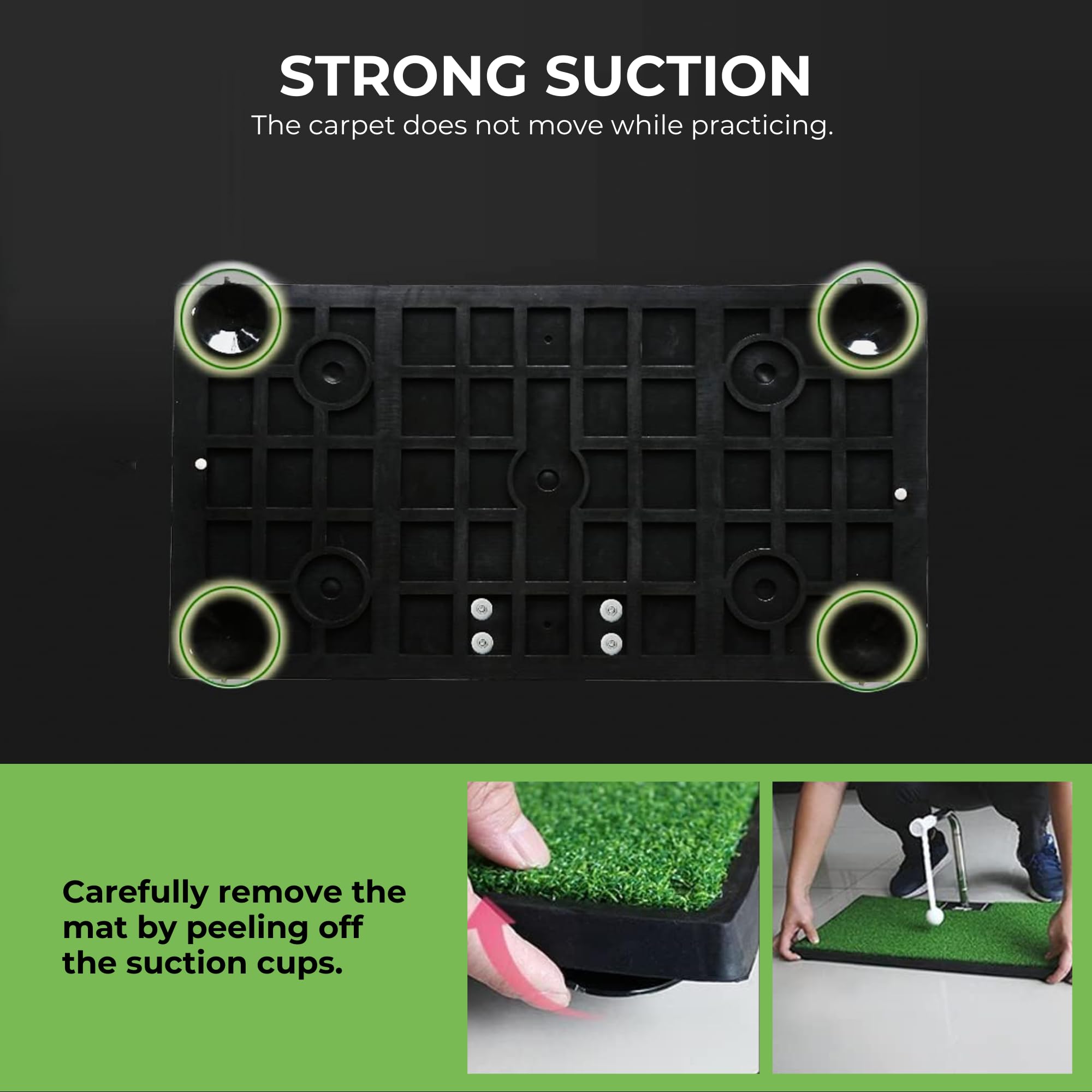 MAGIC SELECT Alfombrilla de golf de césped sintético para entrenar el swing. Alfombra golf para entrenamiento con 2 alturas y diseño con ventosa estable. Esterilla de práctica de golf con bola de rotación 360. Para interior y exterior.