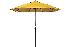 9-Foot Round Patio Umbrella with Aluminum Frame, Sunbrella Fabric, Crank Lift and Auto Tilt