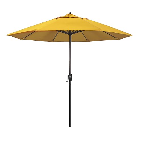 9' Rd Sunbrella Aluminum Patio Umbrella, Crank Lift, Auto Tilt,