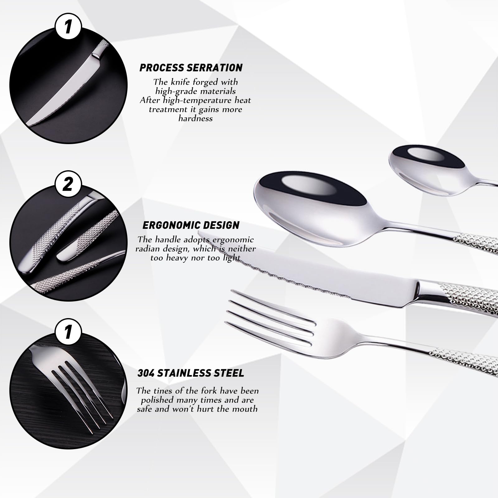 Besteckset Besteck Set, Hochglanzpoliertes Aus Edelstahl 18/10, Inklusive Messer, Gabel, Löffel Essgeschirr Für Zuhause, Hotel, Restaurant, Neues Haus (Silber,24pcs)