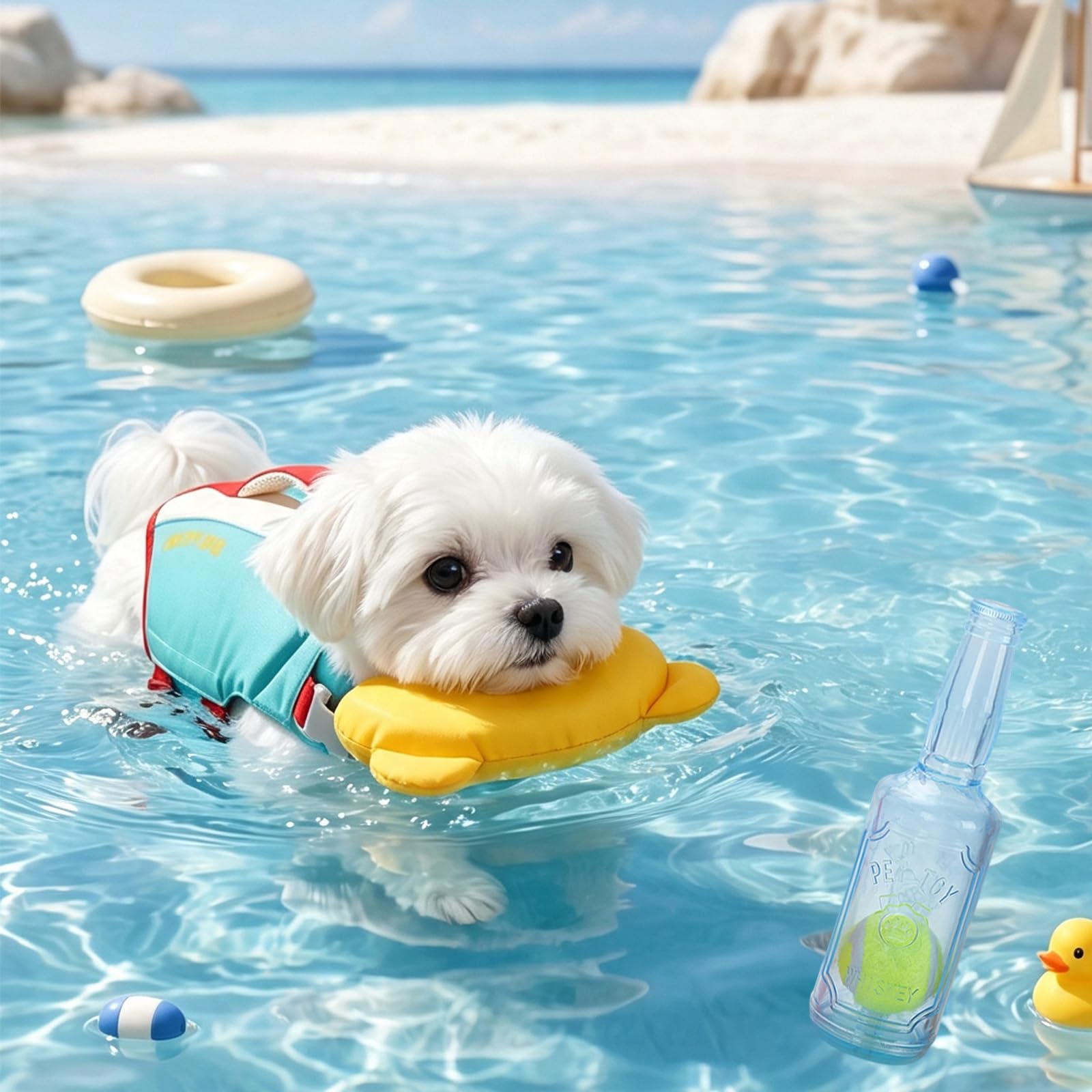 Dog Life Jacket with Chin Float, High Buoyancy Dog Swim Vest，#C：M