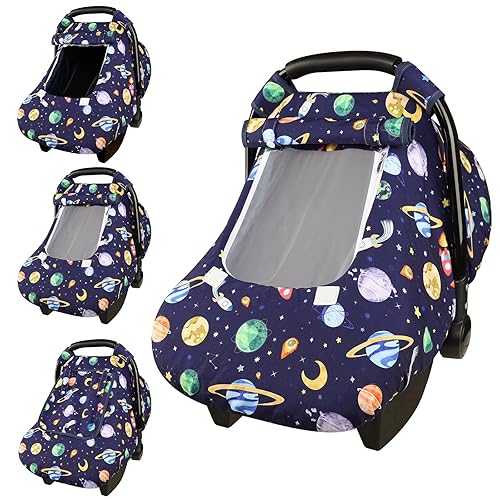 Miniatura 23 de Funda para Asiento de Coche Pea Pod para Niñas, Cubierta Floral para Asiento de Bebé para Recién Nacida, con 2 Capas de Ventanas de Malla/Tela