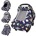 Baby Carseat Cover Winter, Pea Pod Infant Car Seat Covers Canopy for Newborn with 2 Layers Windows of Breathable Mesh/Fabric, Lightweight Polyester/Minky Dot Backing, Snug Fit Most Baby Car Seat